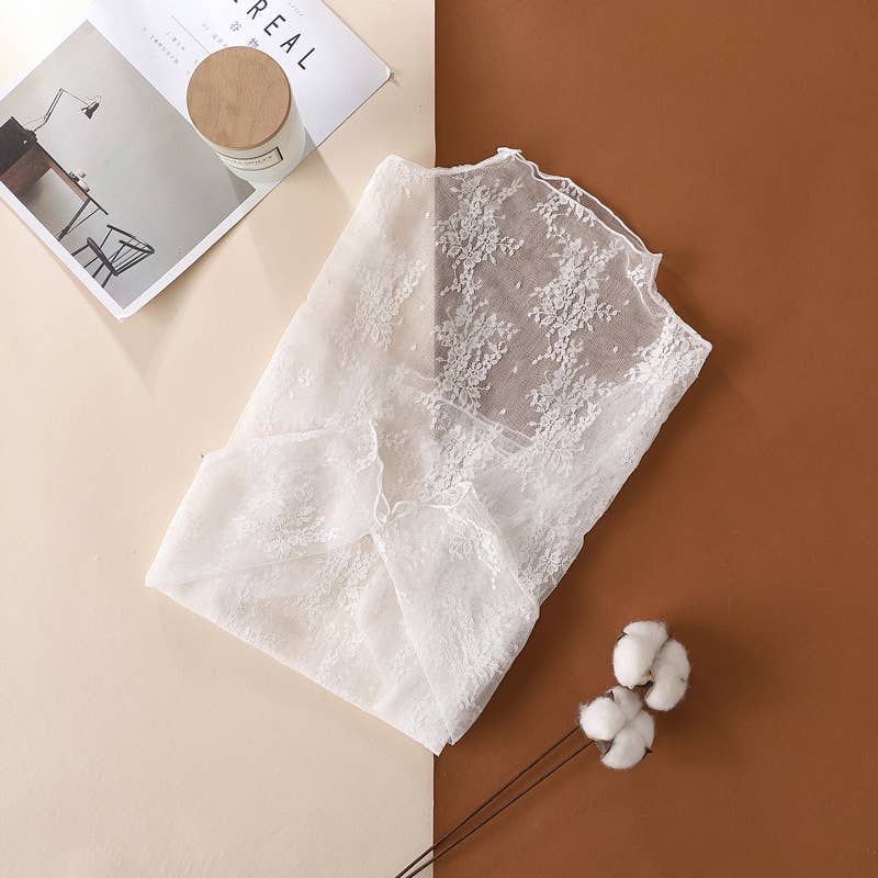 Sheer Intentions Lace Mock Neck Top