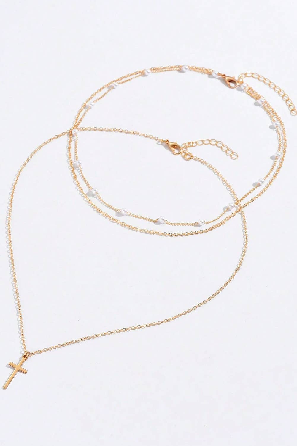 Divine Layers Cross & Pearl Necklace