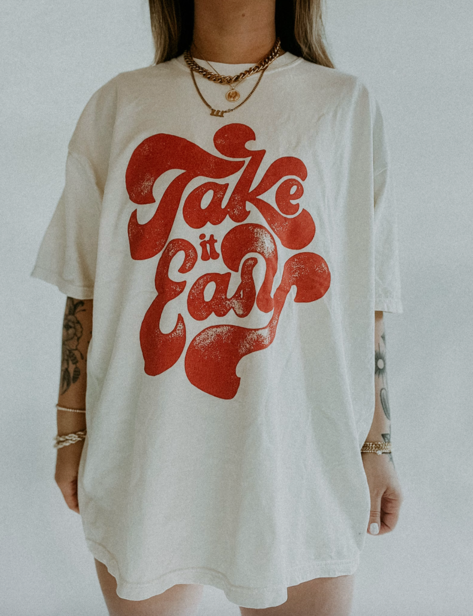Take It Easy Oversized Graphic Tee
