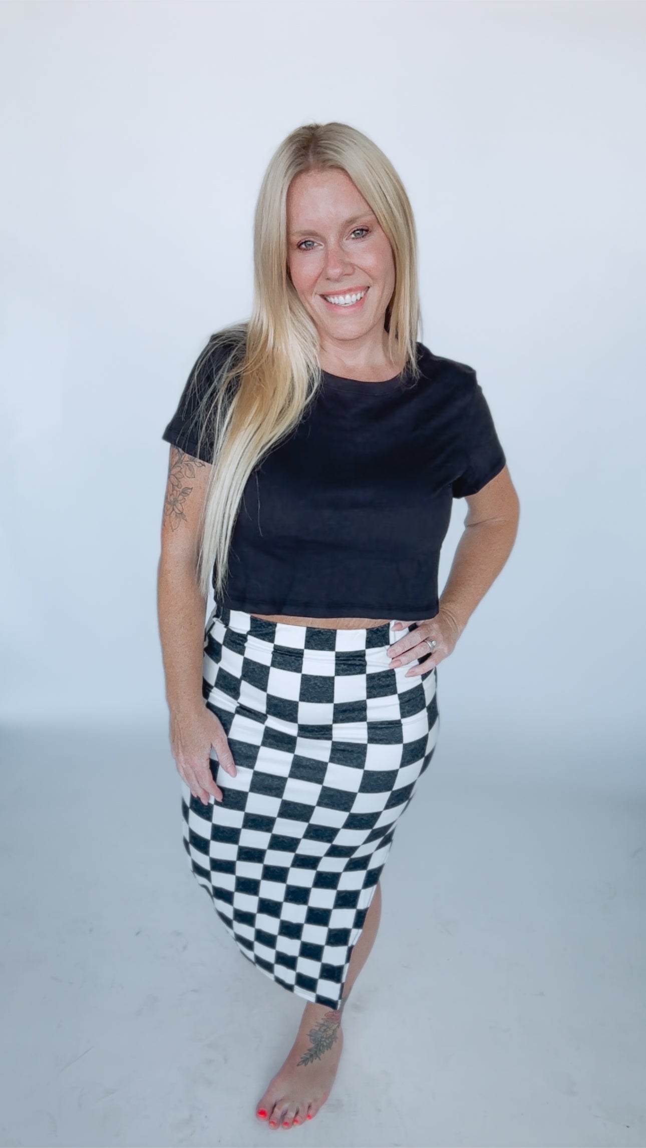 🖤 Checker Me Out Midi Skirt