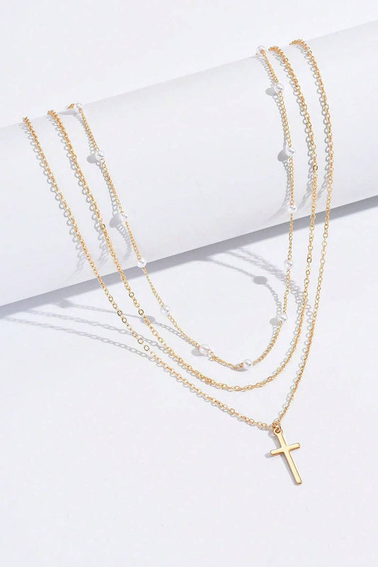 Divine Layers Cross & Pearl Necklace